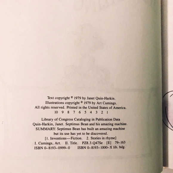 Vtg 1979 Septimus Bean His Amazing Machine Janet Quin Harkin Book - Picture 8 of 15